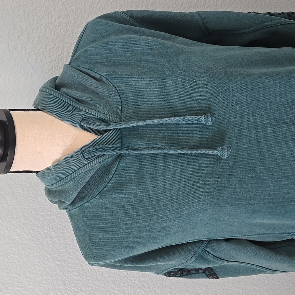 Daily Practice Anthropologie Blaine Embroidered Hoodie Mini Dress Green MEDIUM - Picture 3 of 14